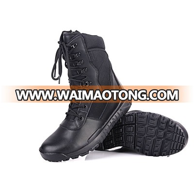 Black leather pattern man military tactical military boots